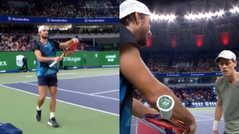 Tomas Machac Breaks His Racquet During Shanghai Masters 2024 Semifinal Against Jannik Sinner, Shows Damage to His Opponent (Watch Video)