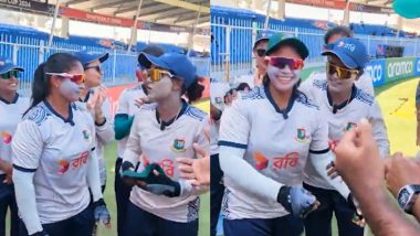 Nigar Sultana Presents Debut Cap to Taj Nehar on Her Birthday Ahead of BAN-W vs SCO-W ICC Women’s T20 World Cup 2024 Match (Watch Video)