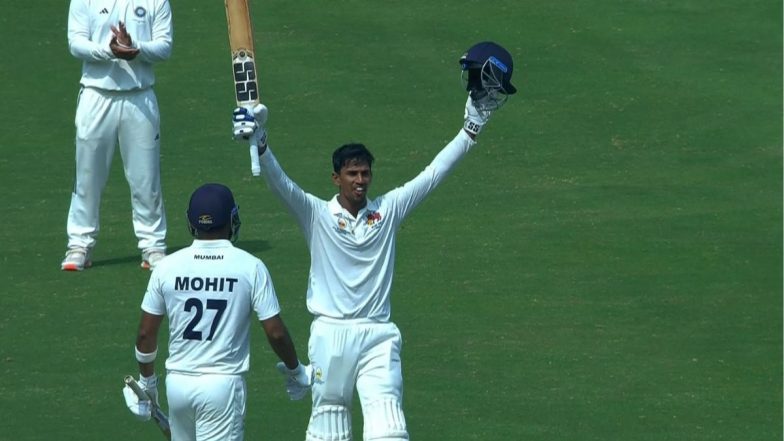 Tanush Kotian Hits Second First-Class Century During Mumbai vs Rest of India Irani Cup 2024 Match