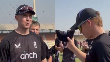 Ollie Pope Receives 50th Test Cap From Zak Crawley on the Sidelines of PAK vs ENG 1st Test 2024 (Watch Video)