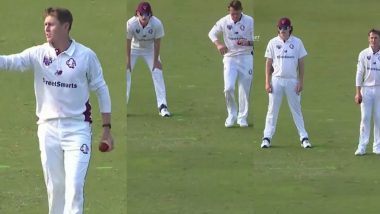 Marnus Labuschagne’s Hilarious Fielding Setup During Queensland vs Western Australia Sheffield Shield 2024–25 Match Shocks Umpire (Watch Video)