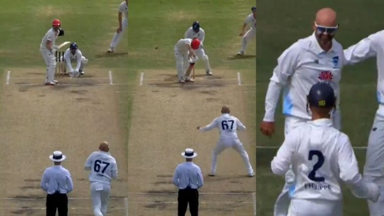 Nathan Lyon Castles Travis Head With Brilliant Delivery During New South Wales vs South Australia Sheffield Shield 2024-25 Match (Watch Video)