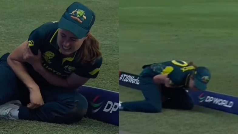 Tayla Vlaeminck Injures Shoulder While Trying To Save Boundary During AUS-W vs PAK-W ICC Women’s T20 World Cup 2024 Match (Watch Video)