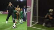 Aryna Sabalenka Accidentally Hits Cameraperson With Football While Playing With Young Children Along With Ons Jabeur in Riyadh (Watch Video)