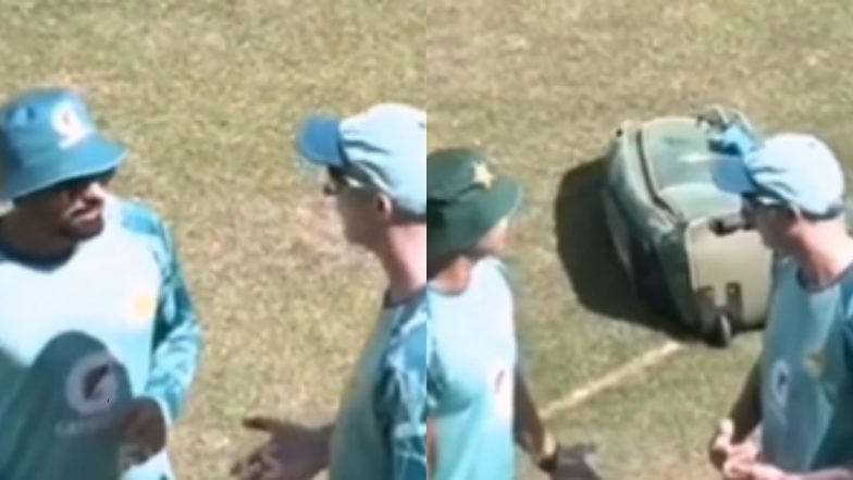 Pakistan Cricket Team Red-Ball Head Coach Jason Gillespie Engages In Animated Discussion With Shan Masood, Azhar Mahmood After Babar Azam’s Exclusion From PAK vs ENG Test Squad (Watch Video)