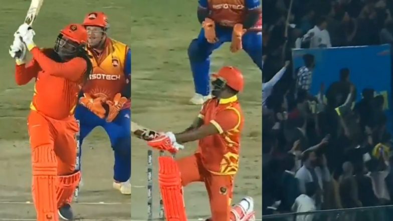 Chris Gayle, Shikhar Dhawan Entertain Srinagar Crowd With Stroke Play in LLC 2024 (Watch Video)