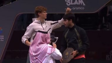 Jannik Sinner Fixes Carlos Alcaraz’s Hair During Trophy Session of Six Kings Slam 2024, Video Goes Viral