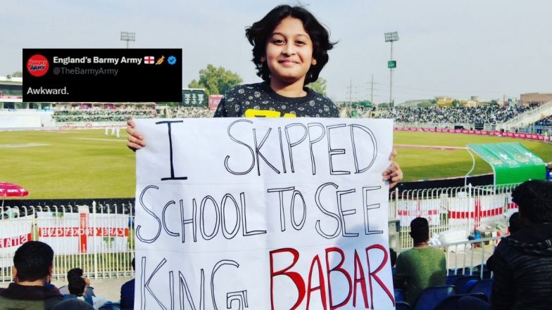 ‘Awkward’ England’s Barmy Army Reacts to Fan’s Placard for ‘King Babar Azam’ During PAK vs ENG 3rd Test 2024 (See Post)