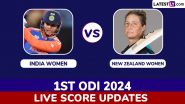 NZ-W 19/ in 5 Overs | India Women vs New Zealand Women Live Score Updates of 1st ODI 2024: Georgia Plimmer, Lauren Down Looking to Give Steady Start Following Suzie Bates' Dismissal