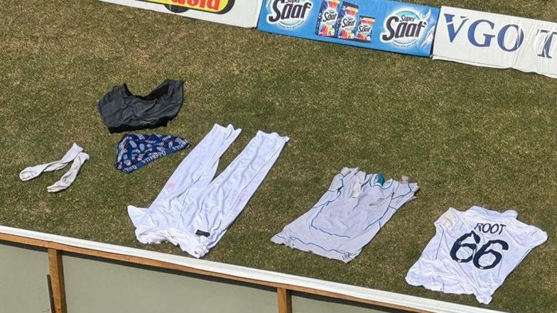 Joe Root’s Wet Kit Left to Dry Near Boundary at Multan Cricket Stadium During PAK vs ENG 1st Test 2024, Pic Goes Viral