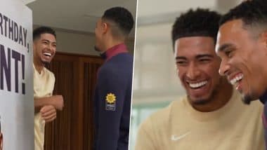 Jude Bellingham Pranks Trent Alexander-Arnold on His 26th Birthday While Being on Duty for England National Football Team Ahead of UEFA Nations League 2024–25 (Watch Video)