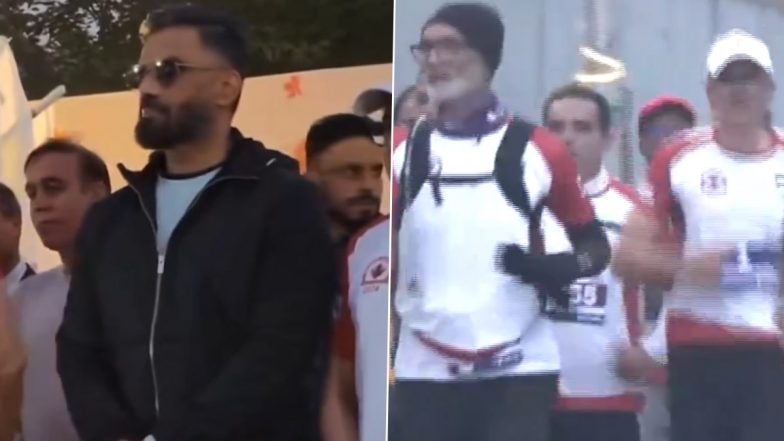 International Kashmir Marathon: Valley’s First-Ever Marathon Flagged Off by Omar Abdullah and Bollywood Star Suniel Shetty, Over 2,000 Athletes Run From Srinagar’s Polo Stadium (Watch Videos)
