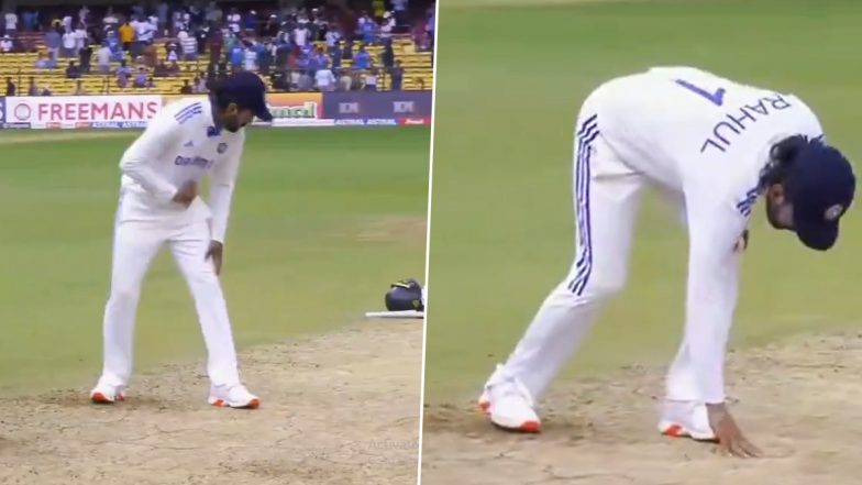 KL Rahul Touches M Chinnaswamy Stadium Pitch Respectfully Following India's Loss Against New Zealand in 1st Test 2024 In Bengaluru, Video Goes Viral