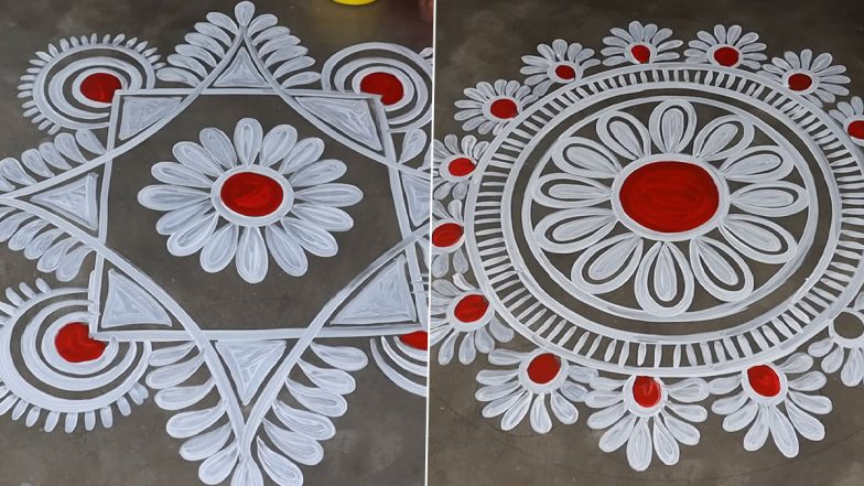 Kojagari Lakshmi Puja 2024 Alpona Designs: Adorn Your Home With These Traditional Rangoli Designs and Patterns for Lokkhi Pujo (Watch Videos)