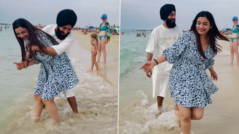 Kulhad Pizza Couple Desi Viral Video: Sehaj Arora Celebrates Wife Gurpreet Kaur’s Birthday With Fun Instagram Reel As the Couple Enjoys Their Time at a Beach (Watch)