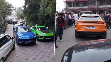 71 Lamborghinis in Mussoorie: Convoy of Supercars for the Lamborghini Giro Event on Streets Brings Traffic to Halt, Viral Video Captures Onlookers in Excitement (Watch)