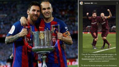 Lionel Messi Pays Tribute to Former Barcelona Teammate Andres Iniesta On His Retirement, Calls Spain Football Legend 'Phenomenon'