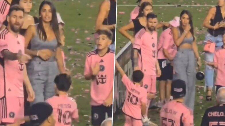 Lionel Messi Is Regular Father! Viral Video Shows Inter Miami Star Trying to Teach His Son 'Sharing'