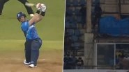 Martin Guptill Breaks Window of Commentary Box with Huge Six During Manipal Tigers vs Southern Super Stars LLC 2024 Match (Watch Video)