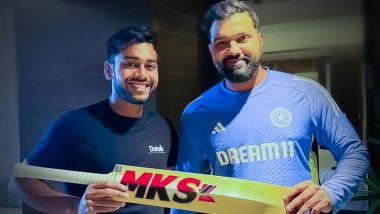 Mehidy Hasan Miraz Gifts Bat to Rohit Sharma After India Beat Bangladesh to Clinch Test Series 2–0 (Watch Video)