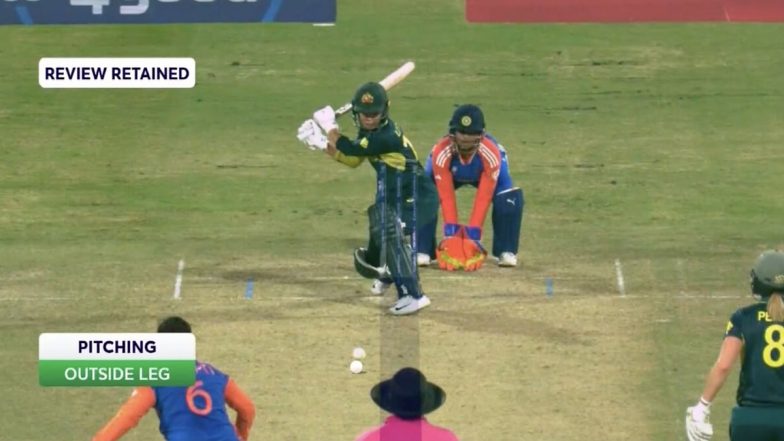 Why Phoebe Litchfield Was Adjudged Not Out Despite Ball Hitting Her On the Pads In front of the Wicket During IND-W vs AUS-W ICC Women’s T20 World Cup 2024? Here’s What the Rule Says