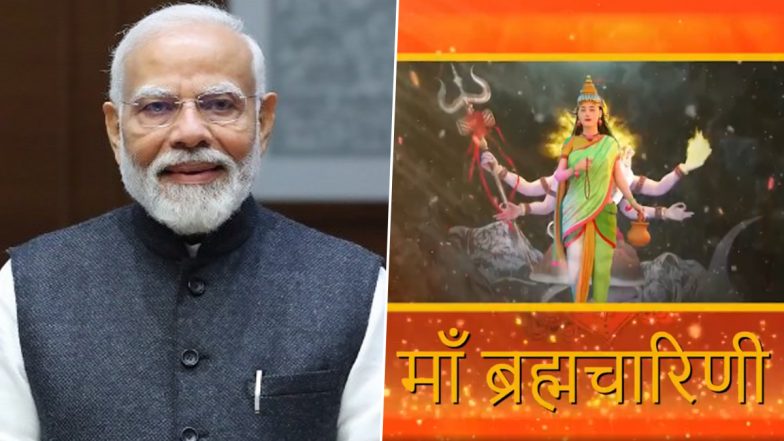 Navratri 2024 Day 2 Wishes: Prime Minister Narendra Modi Extends Heartfelt Greetings With Video of Maa Brahmacharini on the Second Day of Sharad Navratri Festival (View Post)