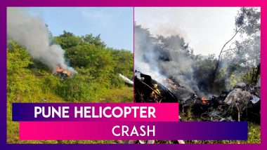 Pune Helicopter Crash: 3 Killed After Chopper Crashes in Hilly Area Near Bavdhan