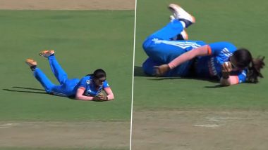 Radha Yadav Takes Sensational Diving Catch to Dismiss Georgia Plimmer During IND-W vs NZ-W 2nd ODI 2024 (Watch Video)