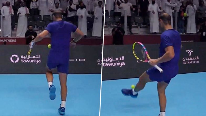 Rafael Nadal Flaunts Football Skills With Tennis Ball After Six Kings Slam 2024 Match Against Carlos Alcaraz, Video Goes Viral