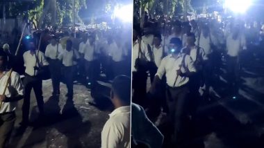 Maharashtra: Stone Pelting Reported As RSS Workers Take Out March in Ratnagiri, BJP Leader Nitesh Rane Says ‘It Will Be Accounted For’ After Video Goes Viral