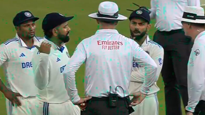 Virat Kohli, Rohit Sharma Argue With Umpires After Bad Light Stops Play on Day 4 of IND vs NZ 1st Test 2024 in Bengaluru (Watch Video)