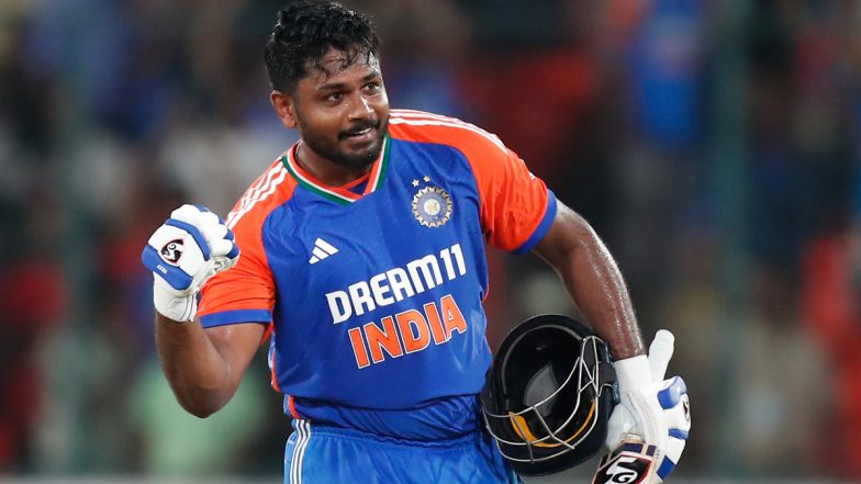 6,6,6,6,6! Sanju Samson Smashes Rishad Hossain for Five Consecutive Sixes En Route to His Maiden T20I Century During IND vs BAN 3rd T20I 2024 (Watch Video)