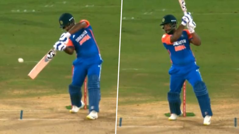 Sanju Samson Hits Sensational Back Foot Shot Over Extra-Cover for a Six During IND vs BAN 3rd T20I 2024 (Watch Video)