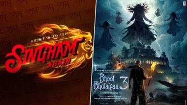 ‘Singham Again’ vs ‘Bhool Bhulaiyaa 3’: Ajay Devgn Writes ‘Milte Hai Iss Diwali’ As His Film Gears Up for Clash With Kartik Aaryan’s Horror-Comedy (Watch Video)