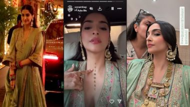 Karwa Chauth 2024: Sonam Kapoor Ditches Red for Stunning Mint Green Look at Parents Anil and Sunita Kapoor's Residence for Festival Celebrations (Watch Video)