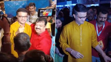 Former BCCI President Sourav Ganguly Visits Kolkata’s Garia Naba Durga Club to Inaugurate Pandal Ahead of Puja 2024 (Watch Video)