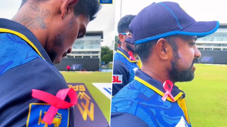 Sri Lanka Cricket Team Players Wear Pink Ribbons On Jerseys As SLC Designates SL vs WI 3rd ODI 2024  As 'Pink Ribbon Day' To Support Fight Against Breast Cancer (Watch Video)