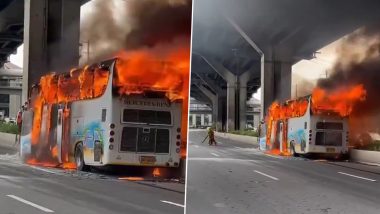 Bangkok School Bus Fire: 25 Feared Dead As Bus Carrying Students and Teacher Goes Up in Flames in Pathum Thani Province, Horrifying Video Surfaces