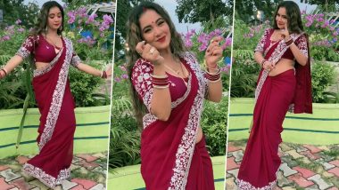 Trisha Kar Madhu Desi Indian Viral Video: Bhojpuri Actress Steals Attention in Stunning Maroon Saree As Grooves in New Instagram Reel