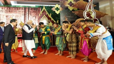 PM Modi Laos Visit: Prime Minister Narendra Modi Witnesses Laotian Ramayan Performance, Receives Blessings From Buddhist Monks (See Pics and Video)