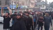 Jammu and Kashmir: People Stage Protest, Chant Anti-Israel Slogans Over Killing of Hezbollah Leader Hassan Nasrallah in Bugdam&rsquo;s Magam Market (Watch Video)