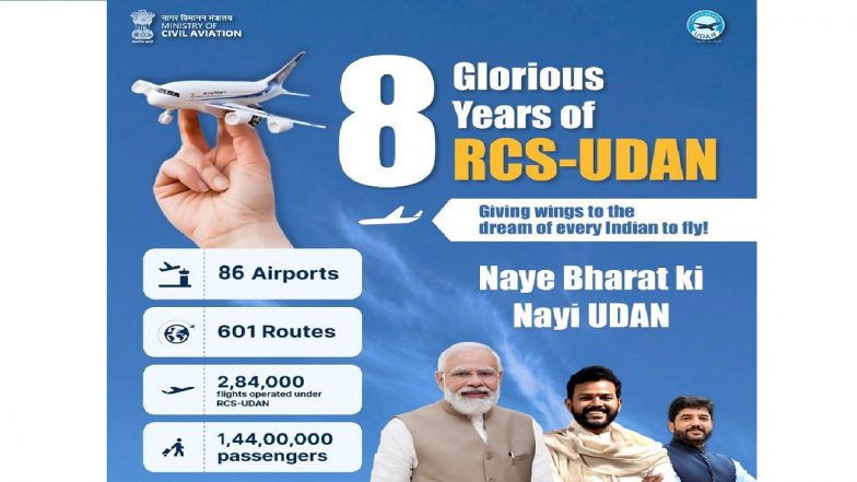 &lsquo;Government To Extend UDAN Air Connectivity Scheme for 10 More Years&rsquo;: Civil Aviation Minister K Rammohan Naidu (See Pics and Video)