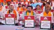 Telangana: BJP Stages Protest at Hyderabad’s Dharna Chowk Against Demolition of Houses for Musi Riverfront Development Project (See Pics and Video)