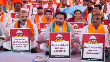 BJP Protests at Hyderabad Against Demolition of Houses for Musi Riverfront Development Project