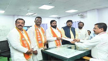 Eknath Shinde Files Nomination From Kopri-Pachpakhadi Seat for November 20 Maharashtra Assembly Elections 2024 (See Pics and Video)