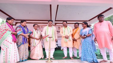 Tripura: CM Manik Saha Lays Foundation Stone for Shiva Temple at Mata Kasbeswari Shrine in Agartala (See Pics)