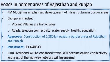 Centre Approves 2,280 km Road Project Worth INR 4,406 Crore in Border Areas of Rajasthan and Punjab (See Pics and Video)