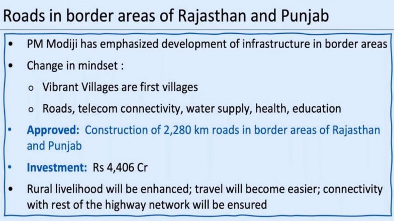 Centre Approves 2,280 km Road Project Worth INR 4,406 Crore in Border Areas of Rajasthan and Punjab (See Pics and Video)