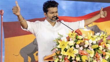 TVK Leader-Actor Thalapathy Vijay Displays Humility by Picking Up and Returning a Volunteer’s Cellphone Amid Rally Activities (Watch Video)