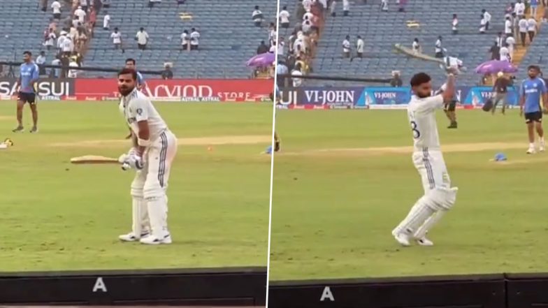 Virat Kohli Shadow Practices Near Boundary Line After Day's Play During IND vs NZ 2nd Test 2024, Prepares For His Innings (Watch Video)